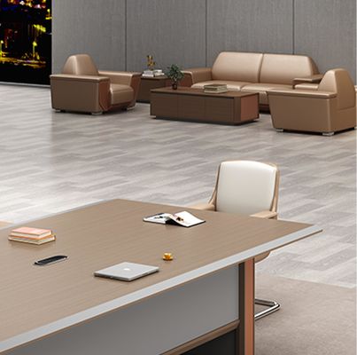 Mesa de conferência de madeira moderna de luxo Rectângulo Painel Mesa de escritório Mobiliário Mesa para sala de reuniões Sala de reuniões Mesa de conferência