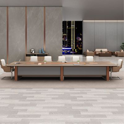 Mesa de conferência de madeira moderna de luxo Rectângulo Painel Mesa de escritório Mobiliário Mesa para sala de reuniões Sala de reuniões Mesa de conferência