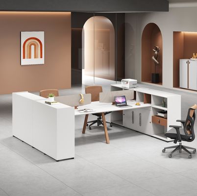 Mobiliário de escritório moderno 2 4 6 Pessoas Divisões de escritório Mesa Cubicle Estação de trabalho Mesa Com grande armário de armazenamento