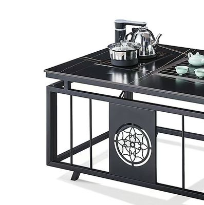 Tabela de chá de escritório moderna chaleira Quadro de metal de pedra Tabela de café retangular resistente ao calor