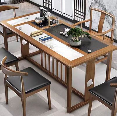 Mesa de chá de mármore Mobiliário de escritório Recepção Mesa de chá Recepção de escritório Combinação com 5 cadeiras
