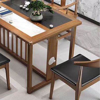 Mesa de chá de mármore Mobiliário de escritório Recepção Mesa de chá Recepção de escritório Combinação com 5 cadeiras