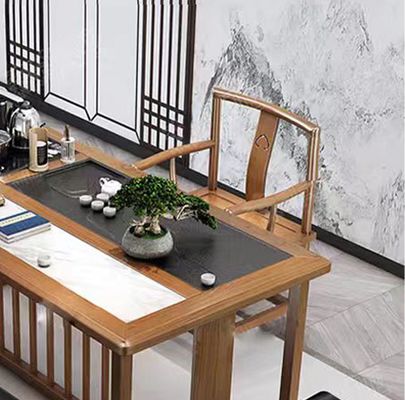 Mesa de chá de mármore Mobiliário de escritório Recepção Mesa de chá Recepção de escritório Combinação com 5 cadeiras