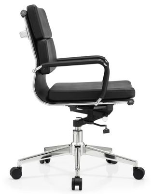 Cabeça de Couro Pu Quadro Metálico do Meio do Volante Mobiliário de Escritório Ergonômico Cadeira de Escritório Giratória Ajustável