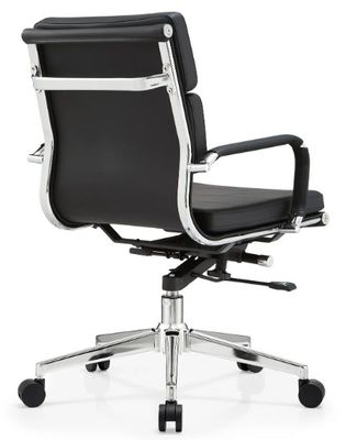 Cabeça de Couro Pu Quadro Metálico do Meio do Volante Mobiliário de Escritório Ergonômico Cadeira de Escritório Giratória Ajustável