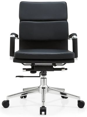 Cabeça de Couro Pu Quadro Metálico do Meio do Volante Mobiliário de Escritório Ergonômico Cadeira de Escritório Giratória Ajustável
