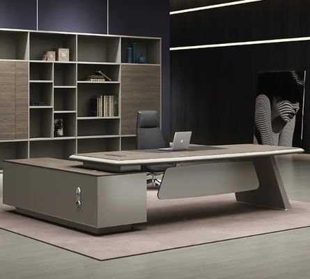 Tabela de alto nível Moderno mobiliário de escritório Luxo escritório executivo Mesa de escritório Mesa de escritório com mesa lateral e gaveta