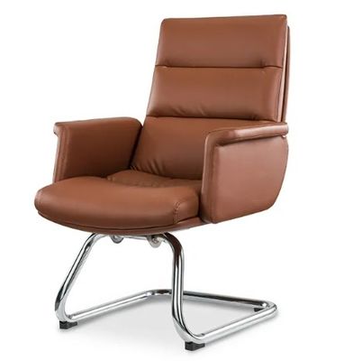Cadeira de escritório ergonômica Roda de cromo flexível conveniente de couro Pu giratório Chefe gerente pessoal Cadeira giratória moderna
