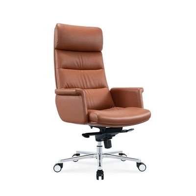 Fabrica de mobiliário de escritório cadeira de escritório de couro com pés planos de liga de alumínio cadeira de escritório ergonômica para o local de trabalho