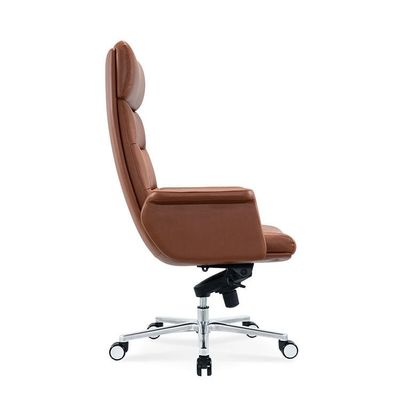 Fabrica de mobiliário de escritório cadeira de escritório de couro com pés planos de liga de alumínio cadeira de escritório ergonômica para o local de trabalho