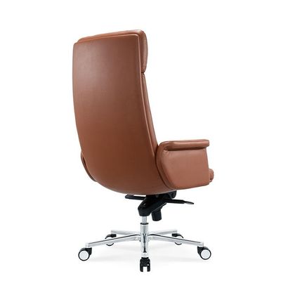 Fabrica de mobiliário de escritório cadeira de escritório de couro com pés planos de liga de alumínio cadeira de escritório ergonômica para o local de trabalho