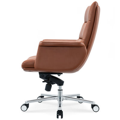 Cadeira de escritório ergonômica Roda de cromo flexível conveniente de couro giratório PU Chefe gerente Cadeira de pessoal Massagem giratória moderna