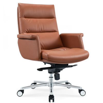 Cadeira de escritório ergonômica Roda de cromo flexível conveniente de couro giratório PU Chefe gerente Cadeira de pessoal Massagem giratória moderna
