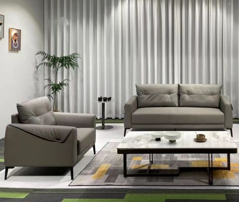 Modern Office Double Reception Sofa De Couro Conjunto Esponja De Alta Resiliência Couro De Alta Qualidade Ideal Para Reuniões De Negócios