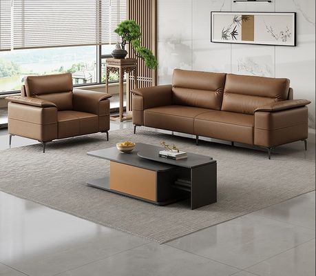 Sofá de couro de luxo Sofá seccional italiano Sofá de escritório Sala de espera Sofá de escritório Mobiliário de escritório comercial Sofá de recepção