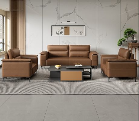 Sofá de couro de luxo Sofá seccional italiano Sofá de escritório Sala de espera Sofá de escritório Mobiliário de escritório comercial Sofá de recepção