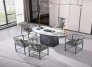 Mesa de chá de pedra natural de mármore minimalista Mesa de café Sala de estar Simples Luz Moderna Luxo Mesa de chá de mármore