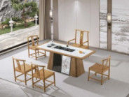 Mesa de chá de pedra natural de mármore minimalista Tabela de café de luxo de luxo de luxo Mobiliário de escritório de mármore