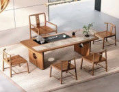 Minimalista Chinês Madeira Sólida Mármore Pedra Mesa de Chá Mesa de Café Luz Moderna Luxo Mobiliário de Escritório de Mármore Mesa de Chá