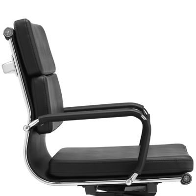 Cabeça de Couro Pu Quadro Metálico do Meio do Volante Mobiliário de Escritório Ergonômico Cadeira de Escritório Giratória Ajustável