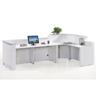 Escritório de recepção de luxo branco Escritório de recepção de balcão Escritório de recepção de mobiliário de escritório de superfície sólida