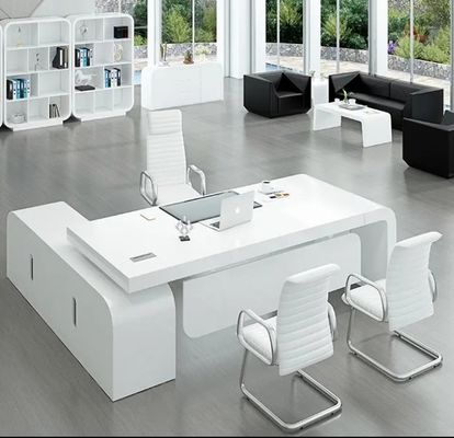 Mobiliário de escritório de venda quente pintado de branco escritório de escritório chefe executivo de luxo mesa de escritório executivo mesa de escritório executivo moderno mesa para gerente