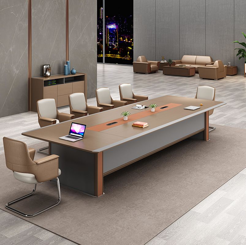 Mesa de conferência de madeira moderna de luxo Rectângulo Painel Mesa de escritório Mobiliário Mesa para sala de reuniões Sala de reuniões Mesa de conferência