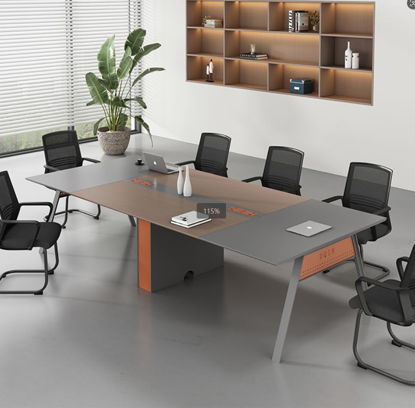 Moderno Rectângulo Simples Mesa de Reunião de Madeira Longa Mesa de Reunião de Negociação Sala de Escritório Grande Sala de Reuniões Mesa de Conferência