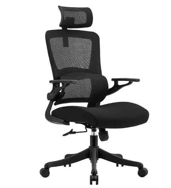 Cadeira de escritório ergonômica com suporte lombar Cadeira de escritório giratória executiva de malha preta