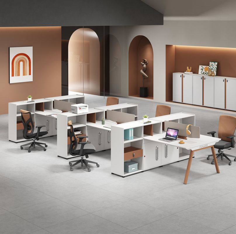 Mobiliário de escritório moderno 2 4 6 Pessoas Divisões de escritório Mesa Cubicle Estação de trabalho Mesa Com grande armário de armazenamento