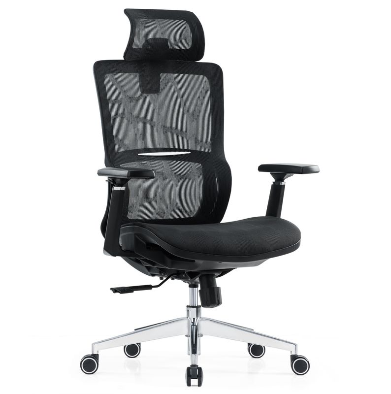 Mobiliário preto de malha completa Massagem de suporte lombar Moderno Gráfico de apoio de braço Comodidade de tecido Cadeira de escritório ergonômica