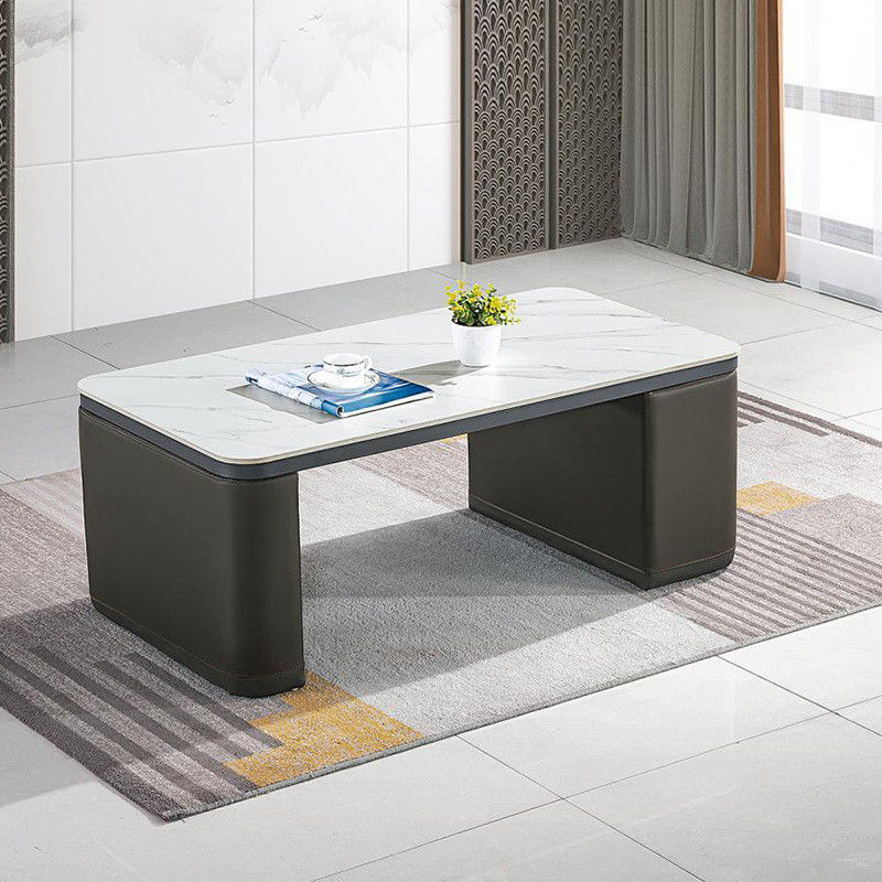 Modern Rectangular Mesa de Café Sala de estar Rocha Branca Tabela de Chá Tabela de Chá de Escritório Simples