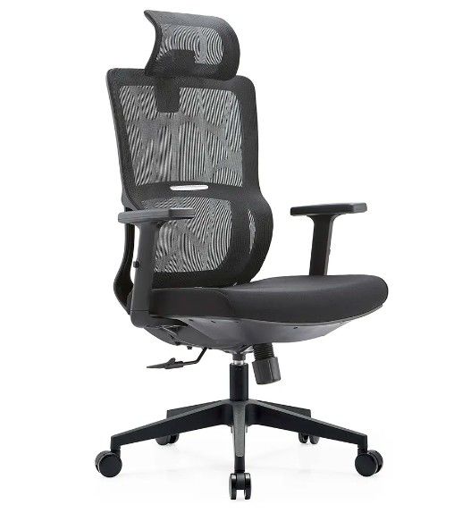 Mobiliário de malha preta de malha completa Massagem de suporte lombar Moderno Gráfico de apoio de braço Comodidade de tecido Cadeira de escritório ergonômica