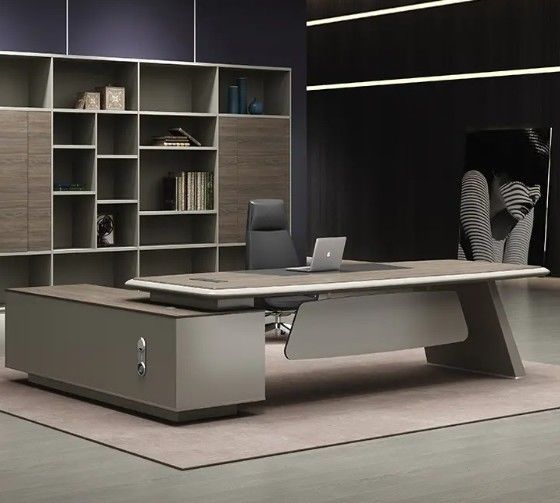 Tabela de alto nível Moderno mobiliário de escritório Luxo escritório executivo Mesa de escritório Mesa de escritório com mesa lateral e gaveta
