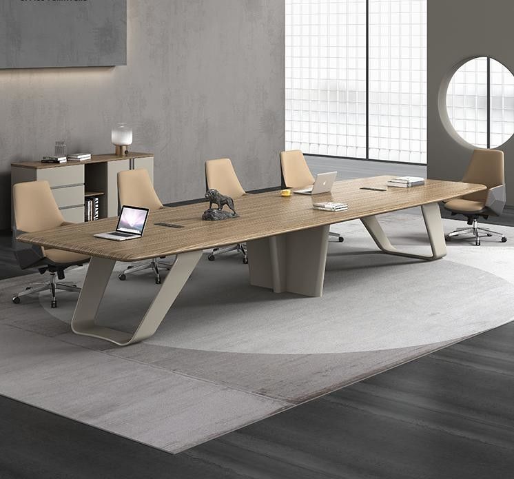 Mobiliário de escritório Sala de escritório Mesa de conferências Mdf Escritório moderno Oem Madeira Veneer Mesa de conferências Mesa de reunião
