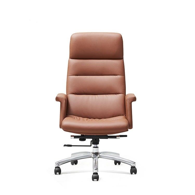 Fabrica de mobiliário de escritório cadeira de escritório de couro com pés planos de liga de alumínio cadeira de escritório ergonômica para o local de trabalho