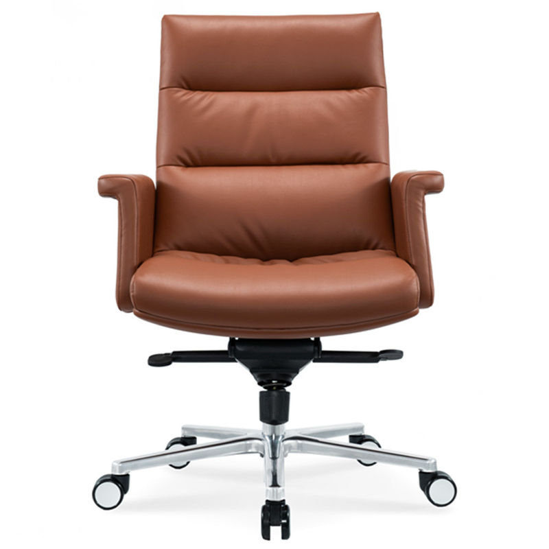 Cadeira de escritório ergonômica Roda de cromo flexível conveniente de couro giratório PU Chefe gerente Cadeira de pessoal Massagem giratória moderna