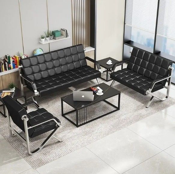 Salão de beleza moderno Salão de Spa Sala de espera Sofá Conforto 3 lugares Sofá de escritório Sofá de recepção de couro Sofá Sofá
