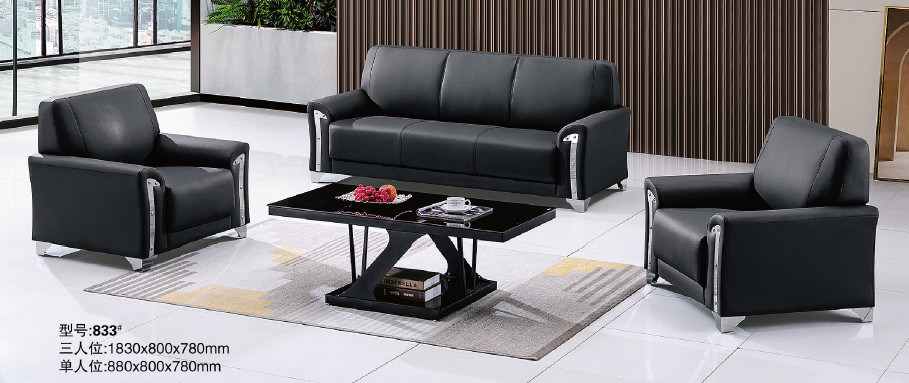 Design simples de alta qualidade Três assentos de recepção Móveis modernos Couro contemporâneo executivo moderno Sofá de escritório executivo
