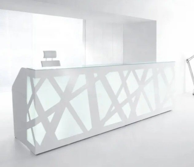 Mesa de recepção de estilo moderno de luxo Mesa de recepção de escritório personalizada Mobiliário de recepção multi-pessoa Mesa de recepção Wtih Luz LED