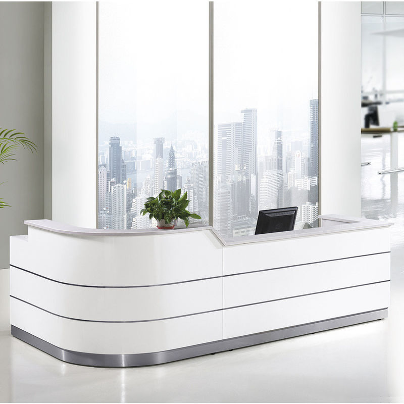 Escritório de recepção de luxo branco Escritório de recepção de balcão Escritório de recepção de mobiliário de escritório de superfície sólida