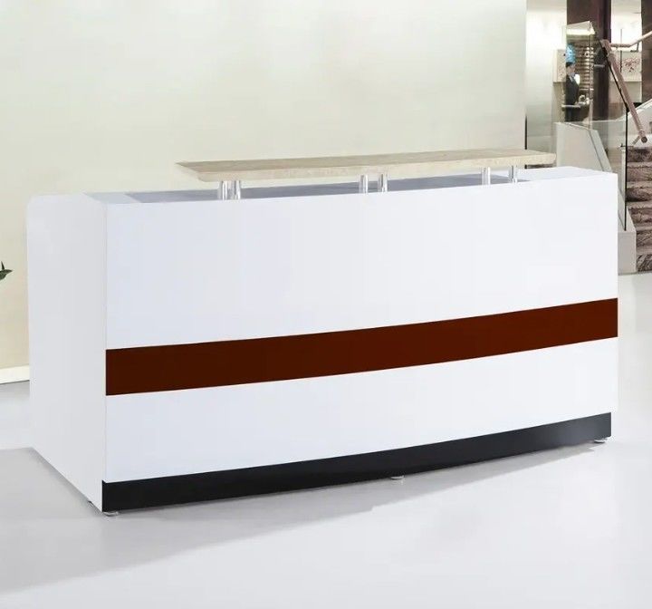 Venda Quente Tamanho Personalizado Design Simples Grande Hotel Receção Mesa Branca Recepção Mesa Balcão Salão de Beleza Moderno