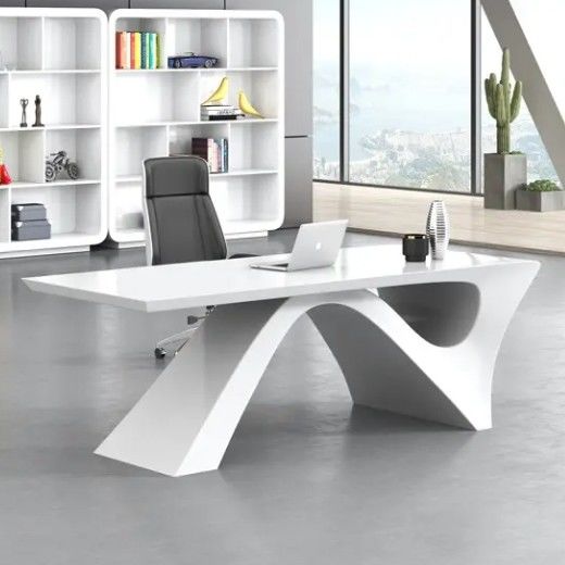 Pintura branca simples e moderna escritório executivo chefe mesa de escritório mobiliário de escritório luz luxo presidente gerente chefe mesa